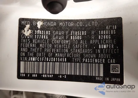 2018 Honda Civic Ex-L из США, поврежденный, VIN JHMFC1F76JX015458